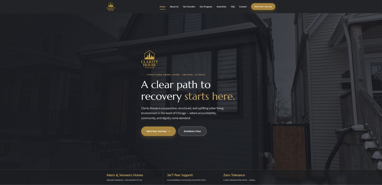 Clarity House Chicago website — A clear path to recovery starts here